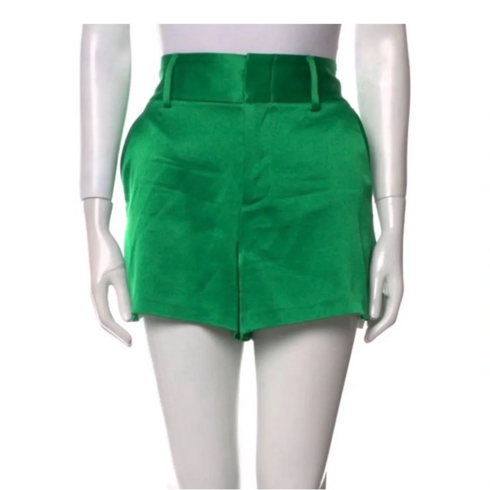 Alice + Olivia Emerald Green High-Waist Tailored Shorts
